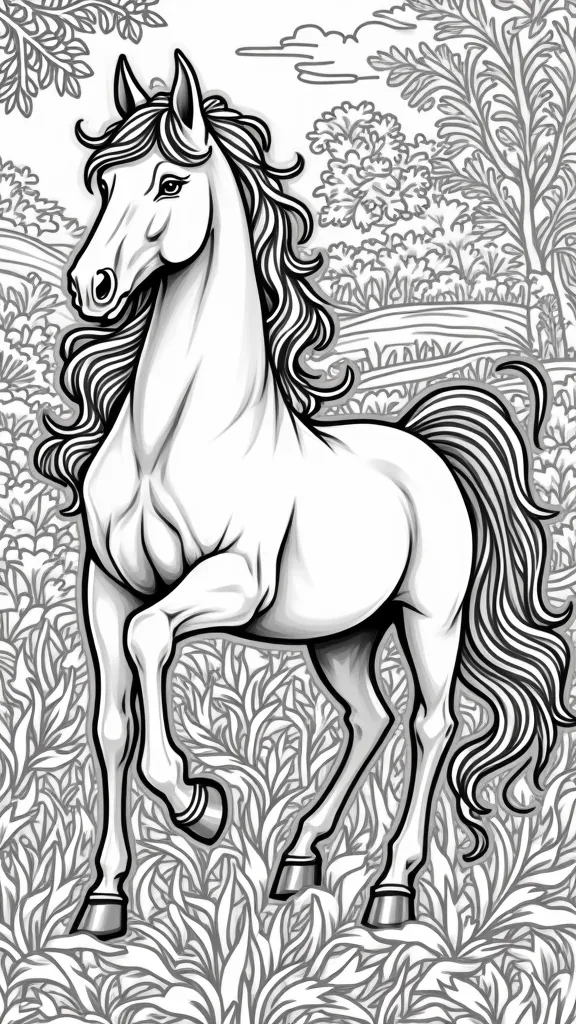 beaux coloriages de chevaux pour adultes